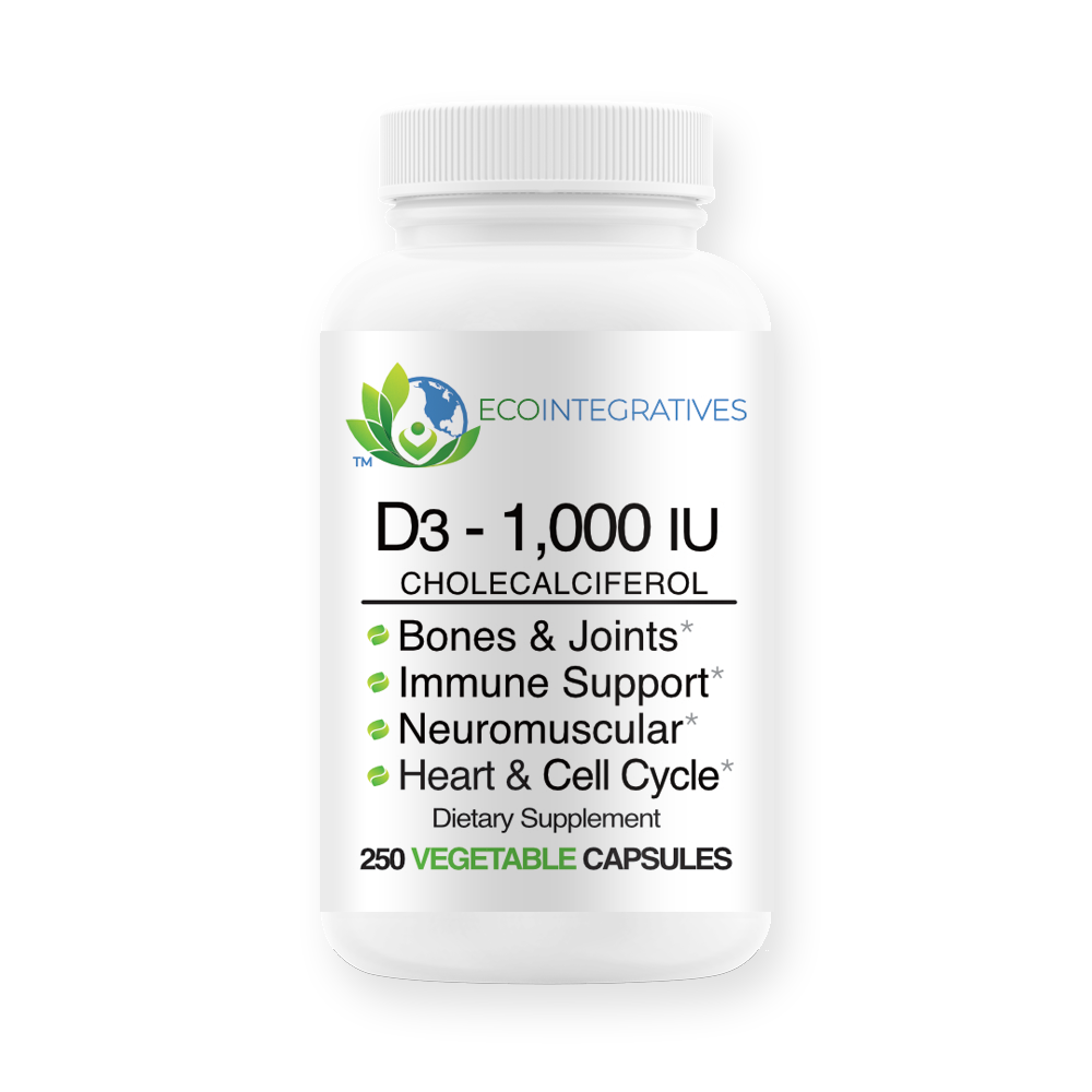 D3 1,000iu 250 vegetable capsules - EcoIntegratives - Pure Pharmacy Grade Vitamins